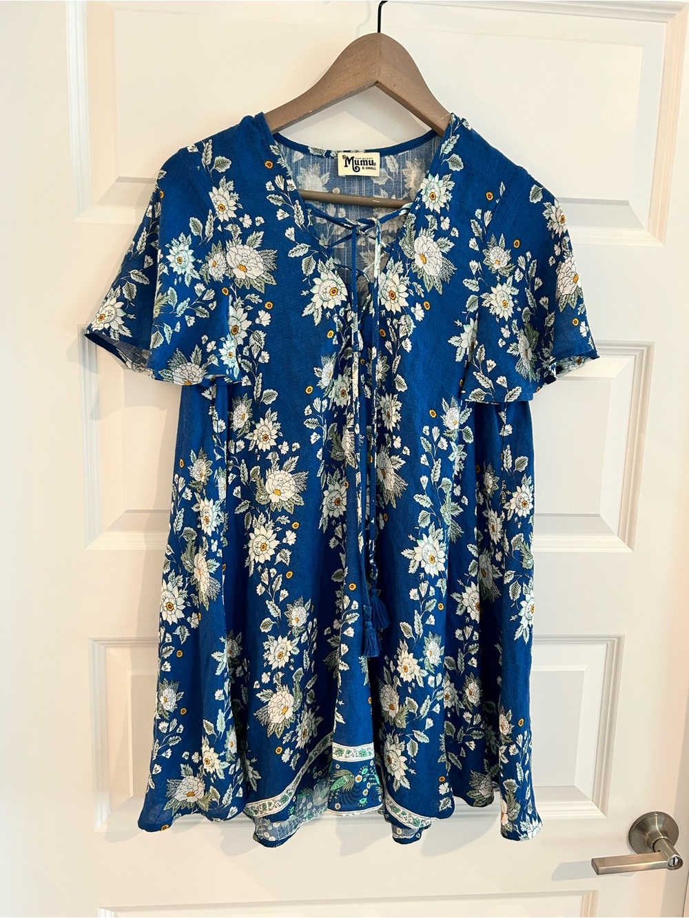 Show Me Your Mumu Rancho Vista Tunic Dress Blue White Size XS